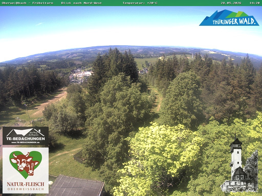 Archived image Webcam Oberweissbach - View from Froebelturm Restaurant