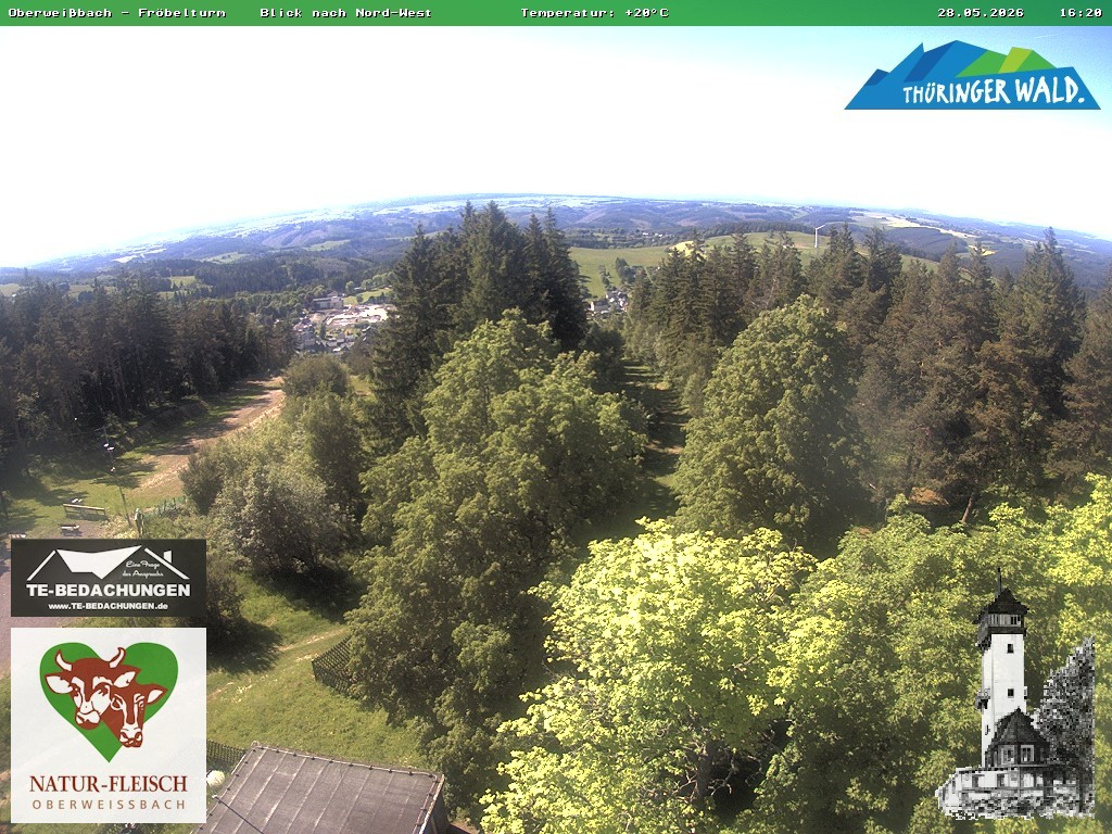 Archived image Webcam Oberweissbach - View from Froebelturm Restaurant