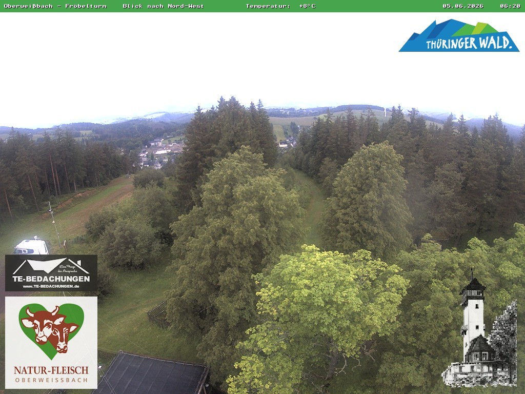 Archived image Webcam Oberweissbach - View from Froebelturm Restaurant