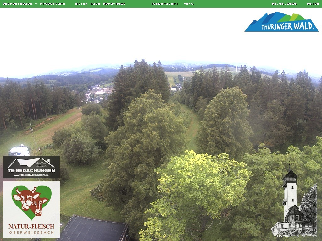 Archived image Webcam Oberweissbach - View from Froebelturm Restaurant
