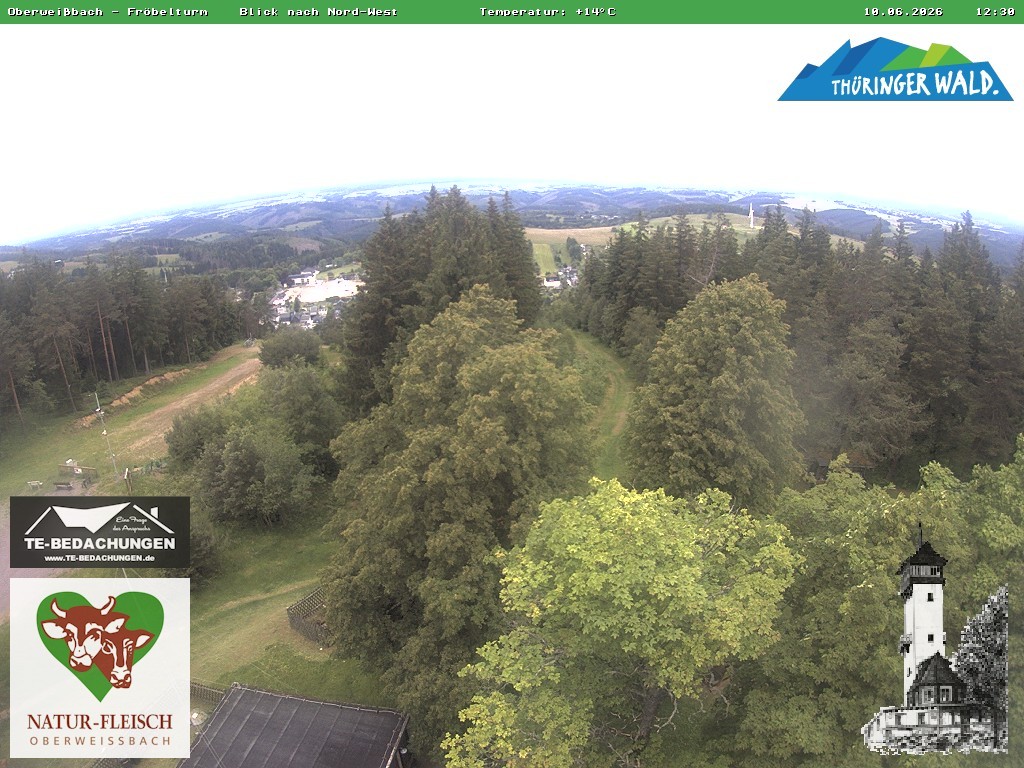 Archived image Webcam Oberweissbach - View from Froebelturm Restaurant