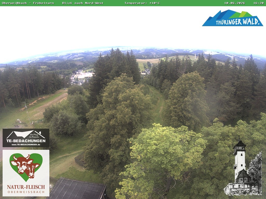 Archived image Webcam Oberweissbach - View from Froebelturm Restaurant