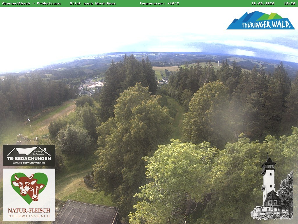 Archived image Webcam Oberweissbach - View from Froebelturm Restaurant