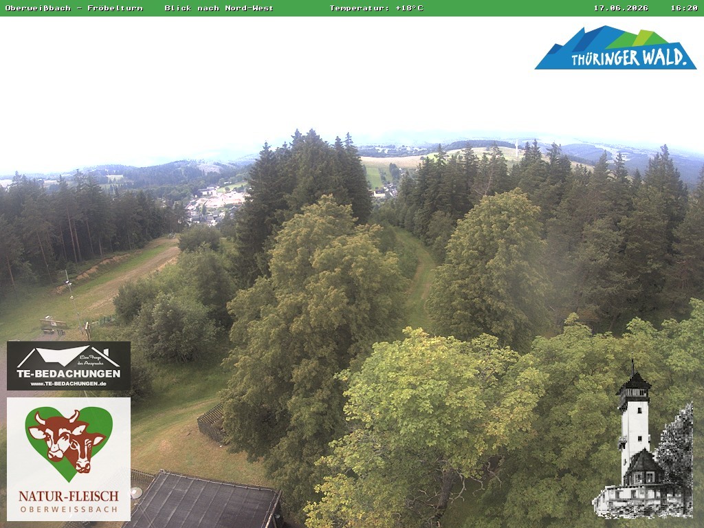 Archived image Webcam Oberweissbach - View from Froebelturm Restaurant