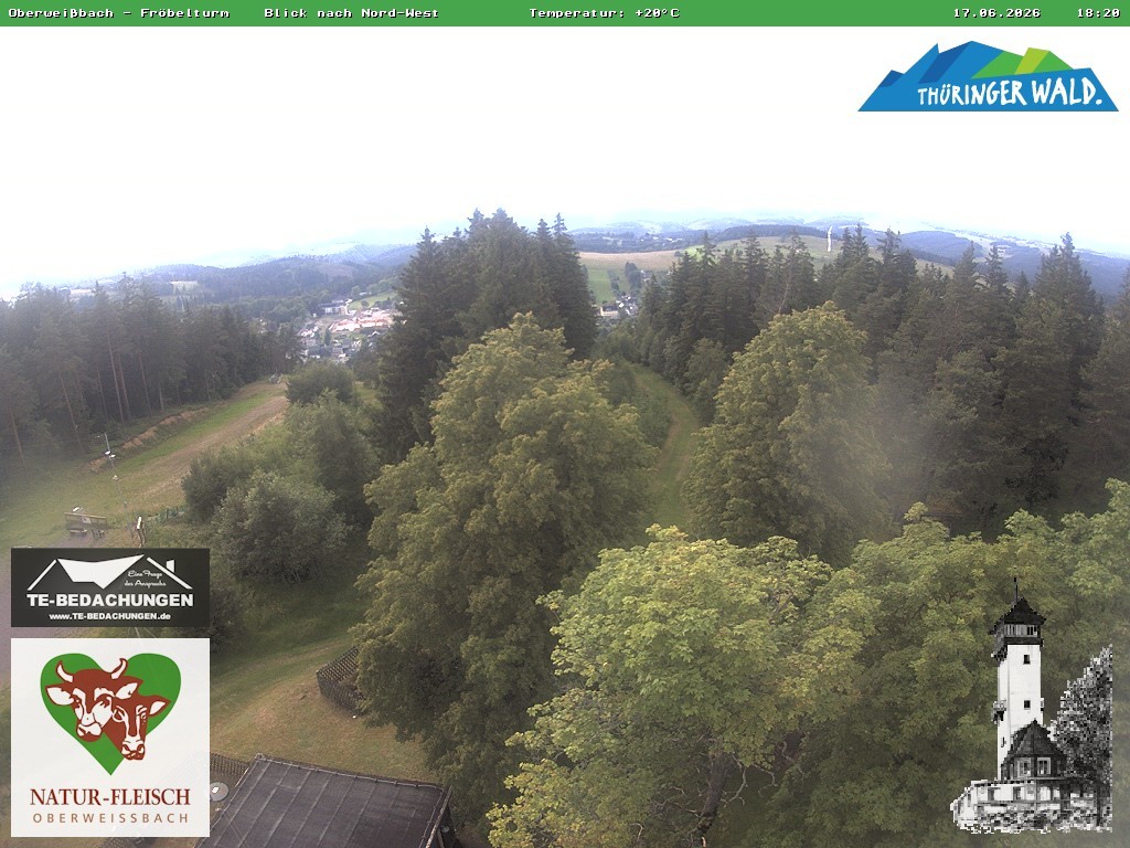 Archived image Webcam Oberweissbach - View from Froebelturm Restaurant