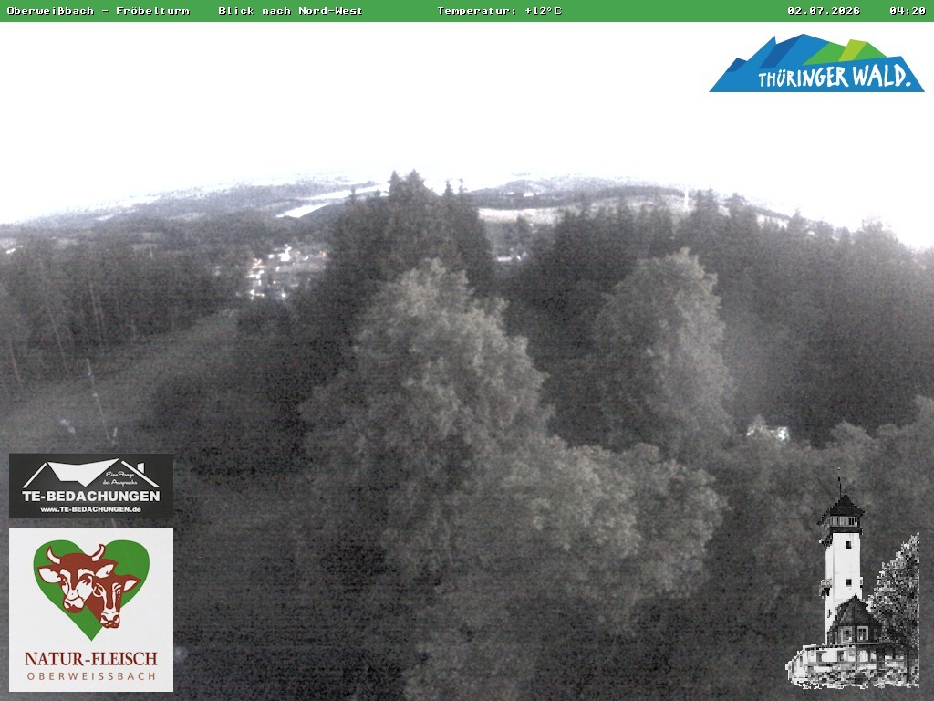 Archived image Webcam Oberweissbach - View from Froebelturm Restaurant