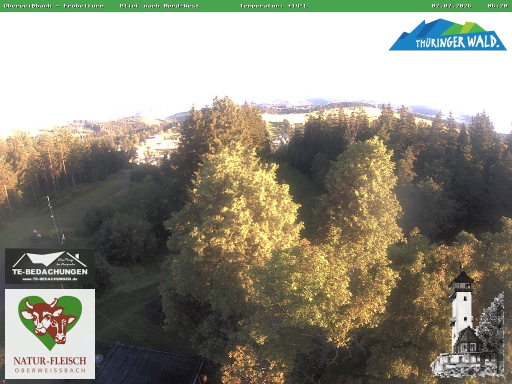 Archived image Webcam Oberweissbach - View from Froebelturm Restaurant