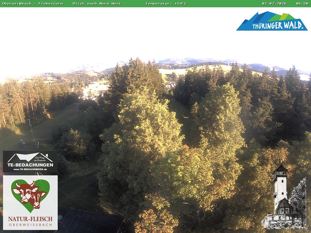 Archived image Webcam Oberweissbach - View from Froebelturm Restaurant