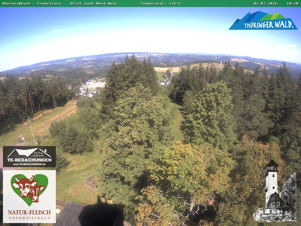 Archived image Webcam Oberweissbach - View from Froebelturm Restaurant