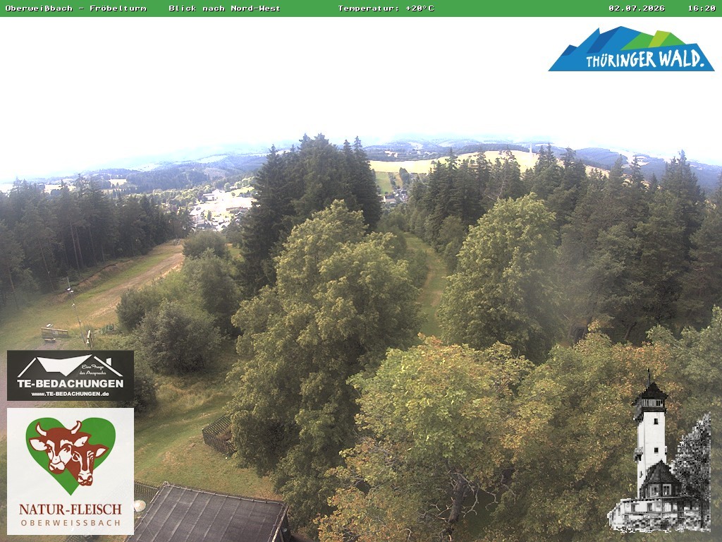 Archived image Webcam Oberweissbach - View from Froebelturm Restaurant
