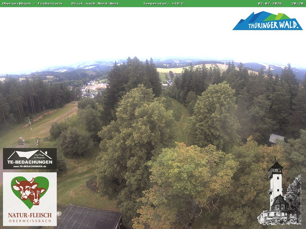 Archived image Webcam Oberweissbach - View from Froebelturm Restaurant