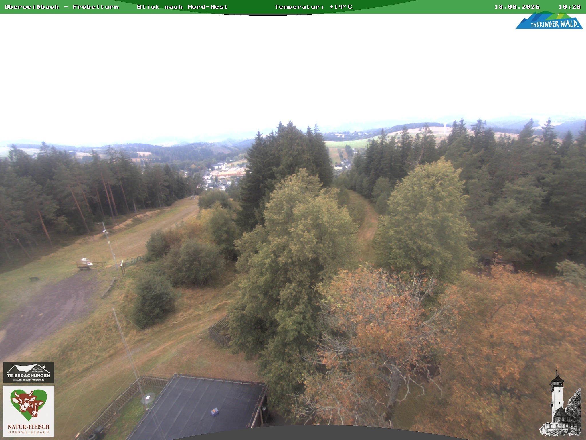 Archived image Webcam Oberweissbach - View from Froebelturm Restaurant