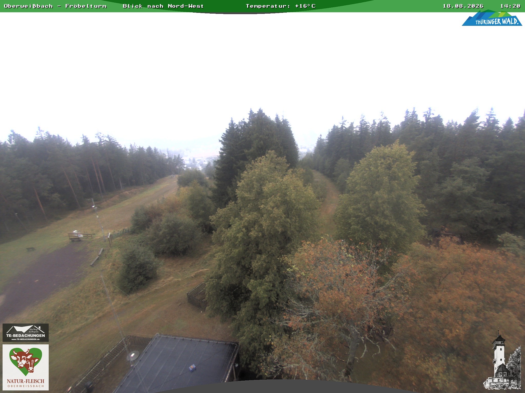 Archived image Webcam Oberweissbach - View from Froebelturm Restaurant