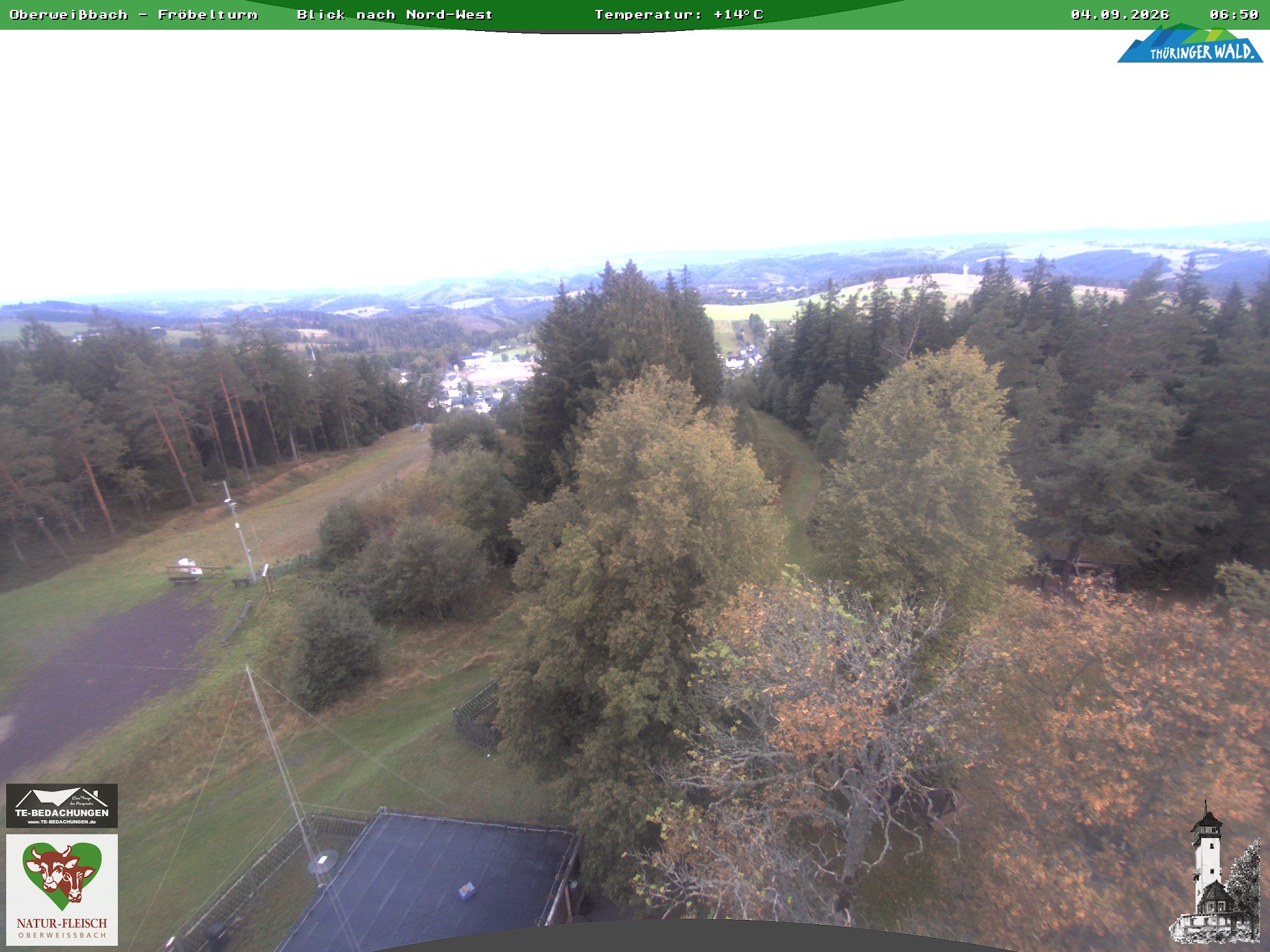 Archived image Webcam Oberweissbach - View from Froebelturm Restaurant