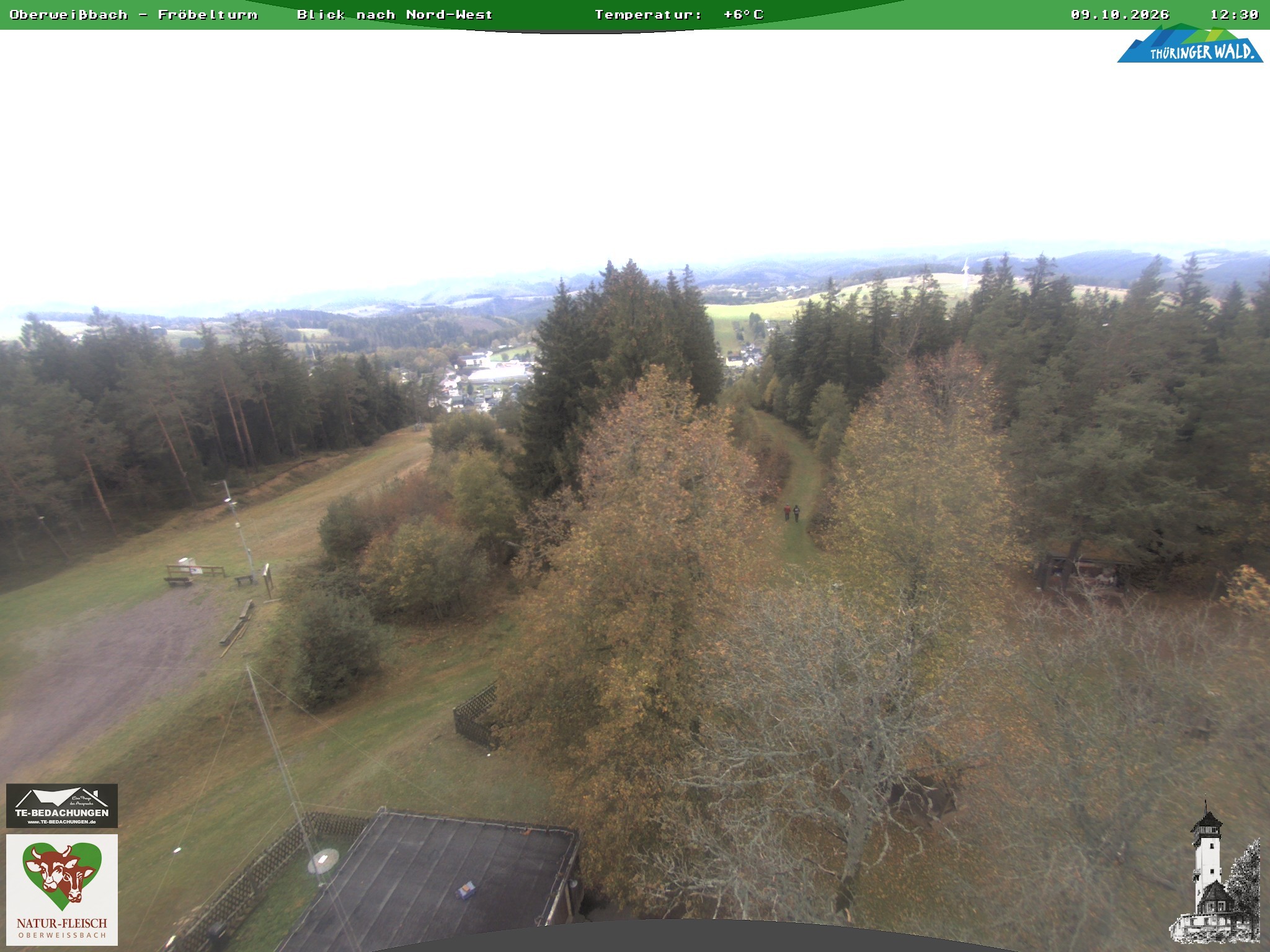 Archived image Webcam Oberweissbach - View from Froebelturm Restaurant