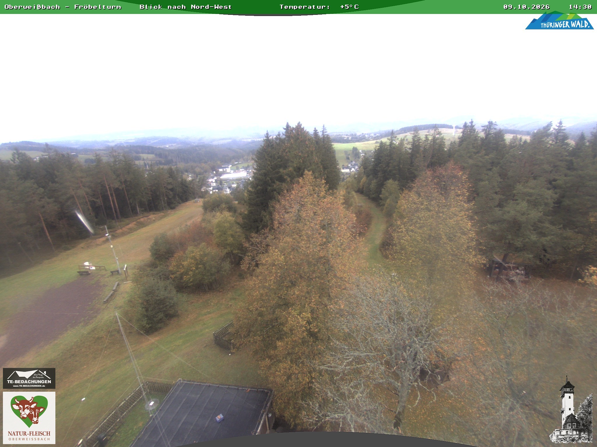 Archived image Webcam Oberweissbach - View from Froebelturm Restaurant