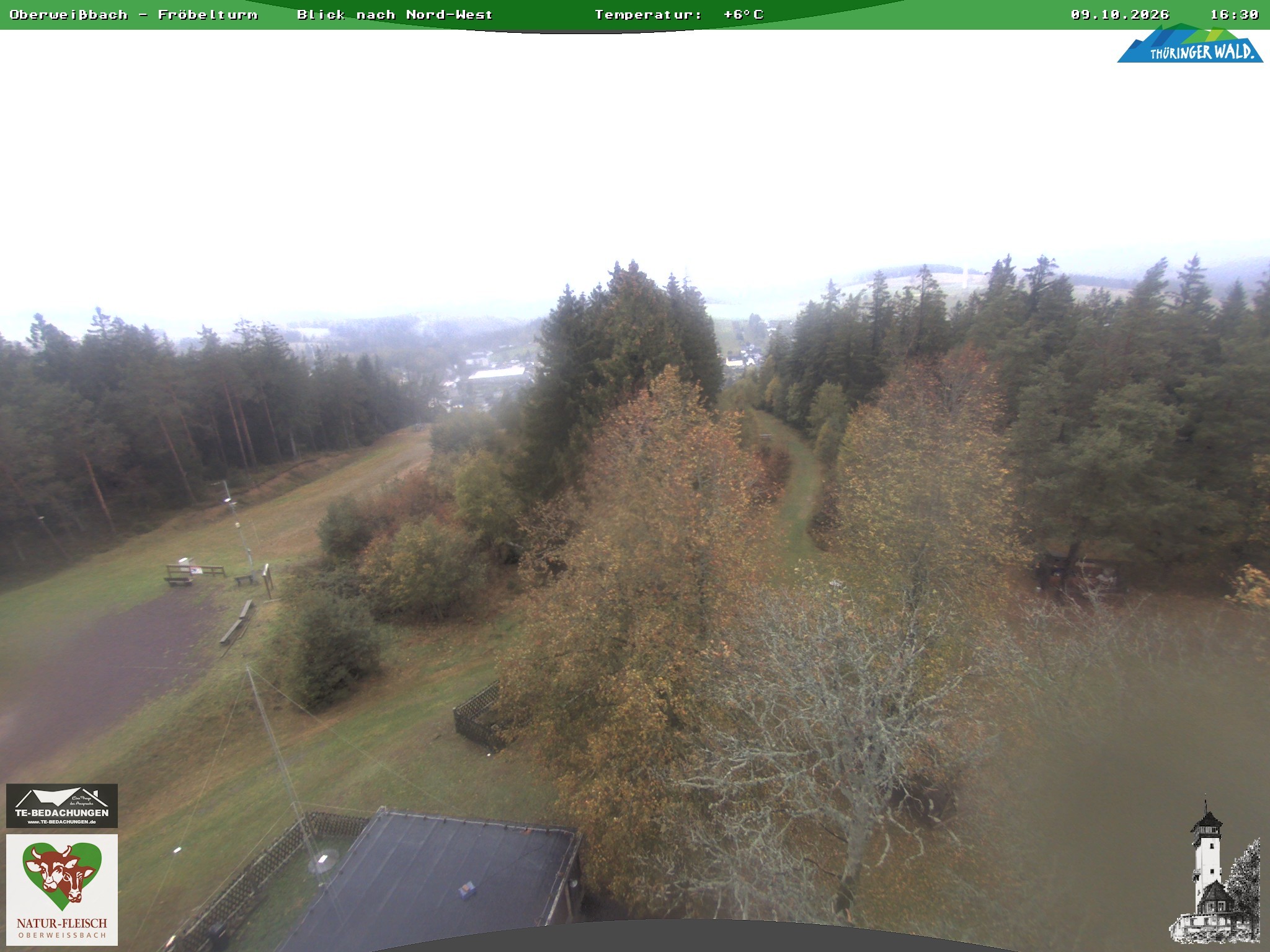 Archived image Webcam Oberweissbach - View from Froebelturm Restaurant
