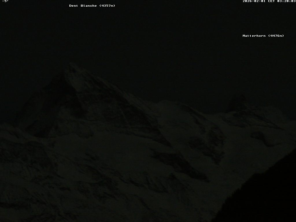 Archiv Foto Webcam Thyon: Les Masses - Blick Richtung Dent Blanche und Matterhorn