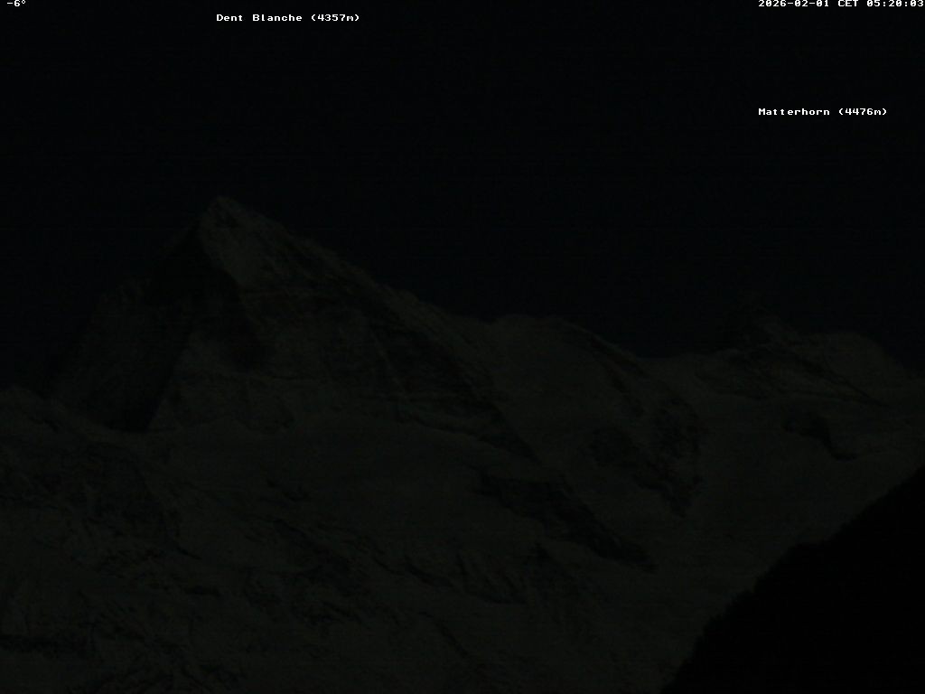 Archiv Foto Webcam Thyon: Les Masses - Blick Richtung Dent Blanche und Matterhorn