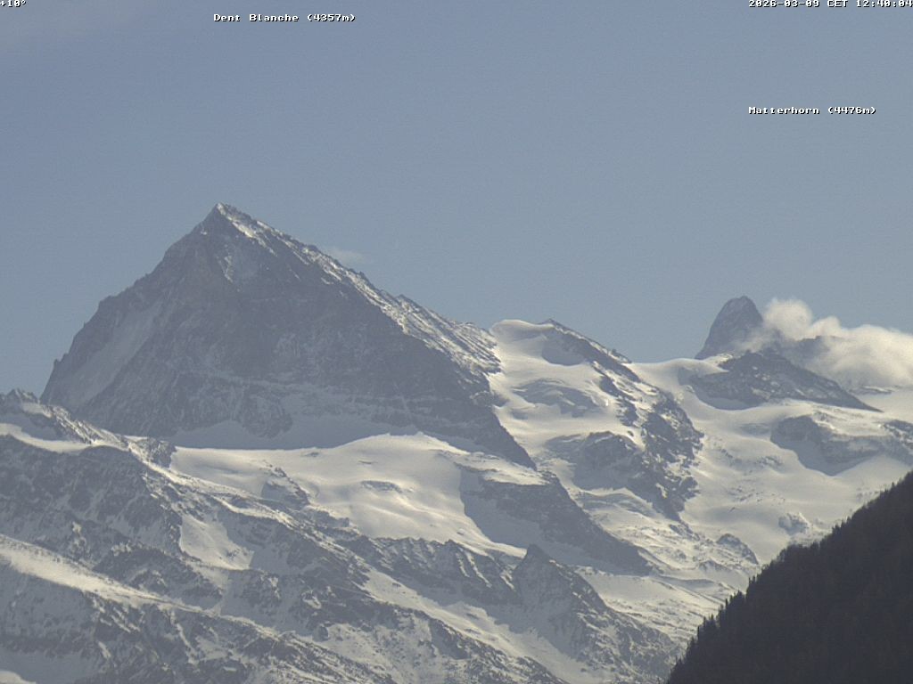 Archiv Foto Webcam Thyon: Les Masses - Blick Richtung Dent Blanche und Matterhorn