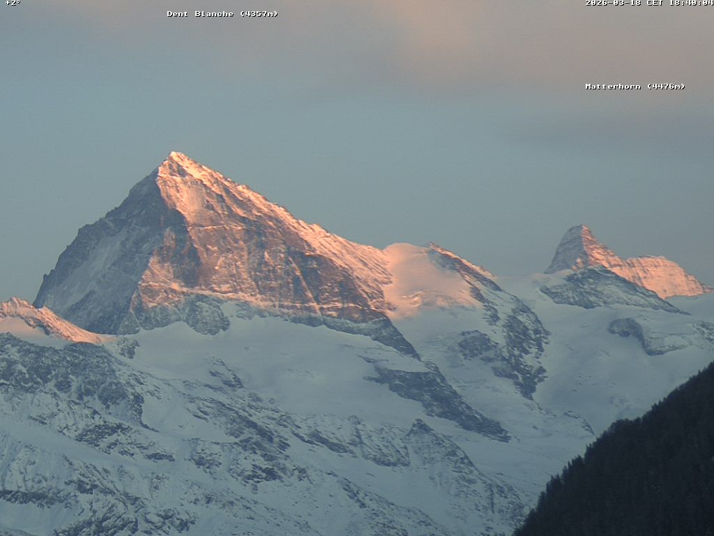 Archiv Foto Webcam Thyon: Les Masses - Blick Richtung Dent Blanche und Matterhorn