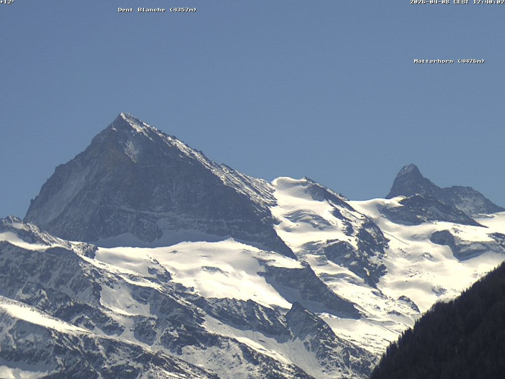 Archived image Webcam Thyon: Les Masses - View of Dent Blanche and Matterhorn