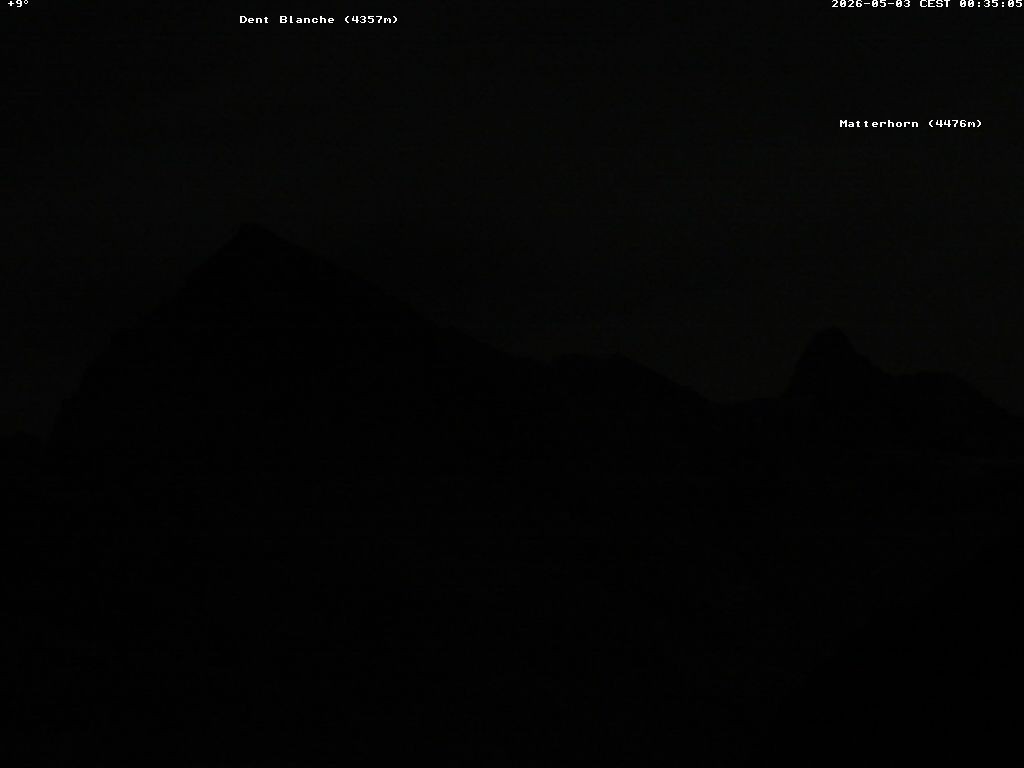 Archiv Foto Webcam Thyon: Les Masses - Blick Richtung Dent Blanche und Matterhorn