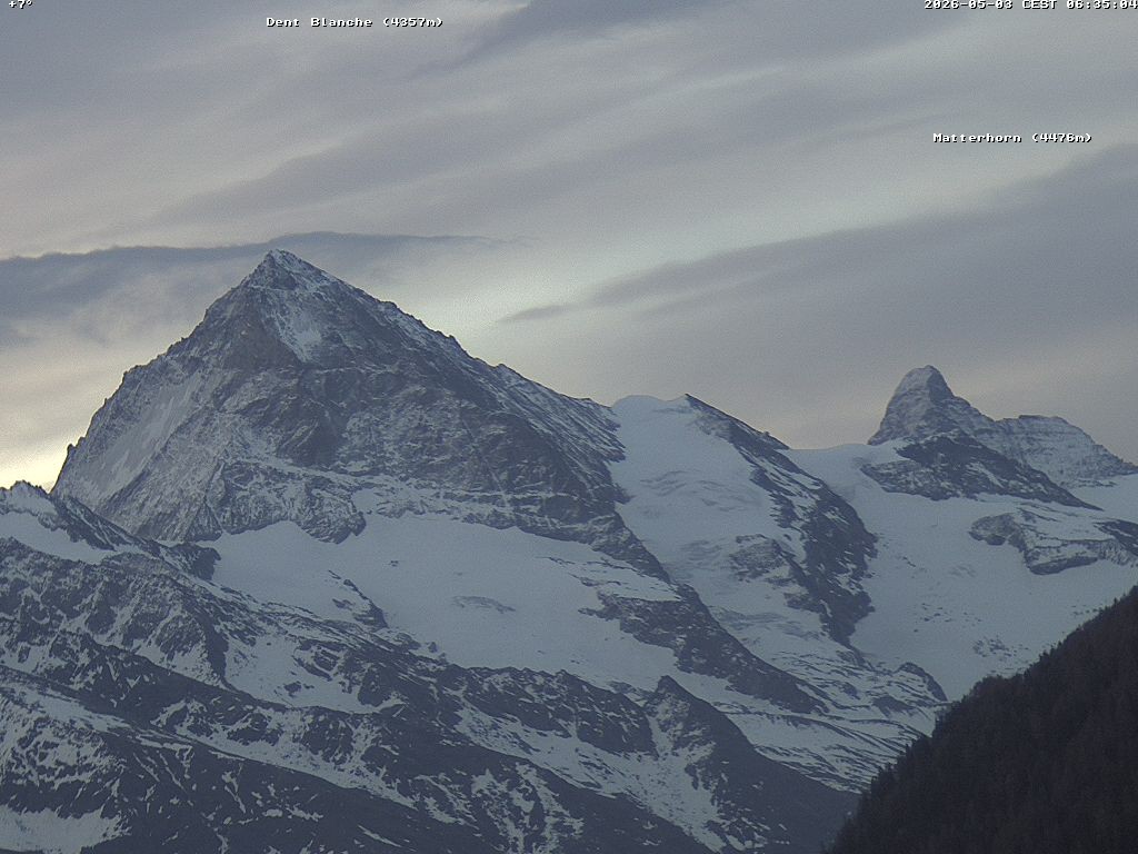 Archiv Foto Webcam Thyon: Les Masses - Blick Richtung Dent Blanche und Matterhorn