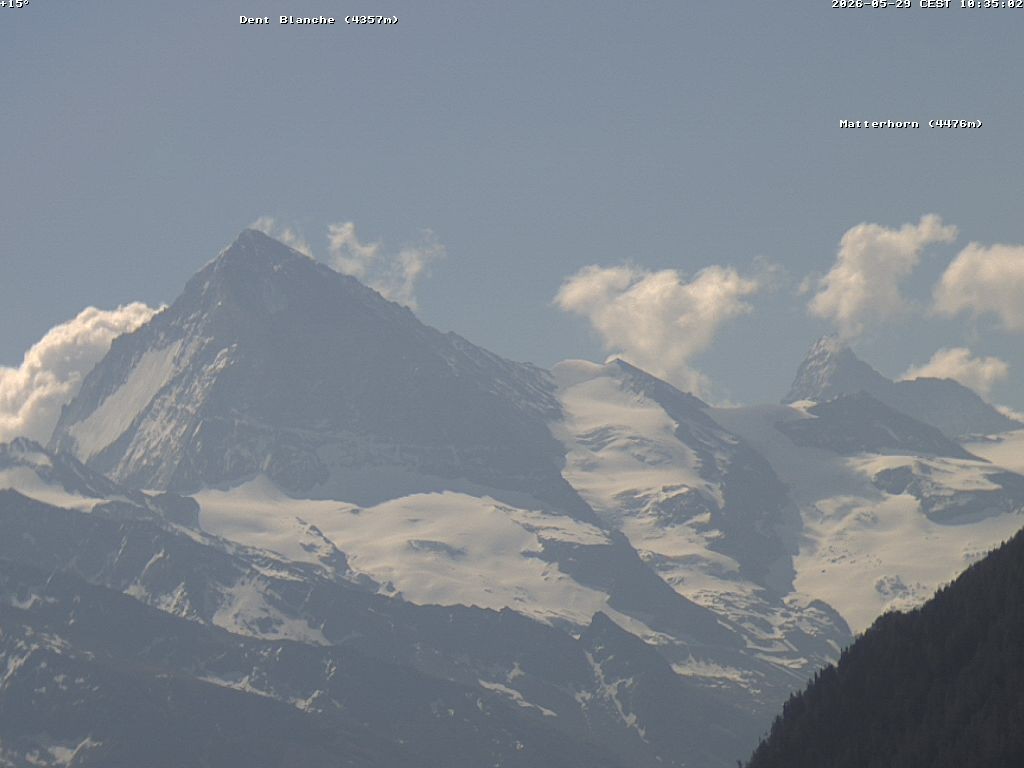 Archiv Foto Webcam Thyon: Les Masses - Blick Richtung Dent Blanche und Matterhorn