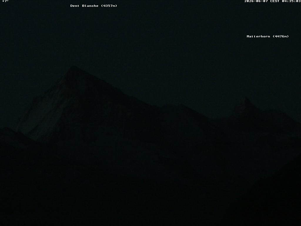 Archived image Webcam Thyon: Les Masses - View of Dent Blanche and Matterhorn
