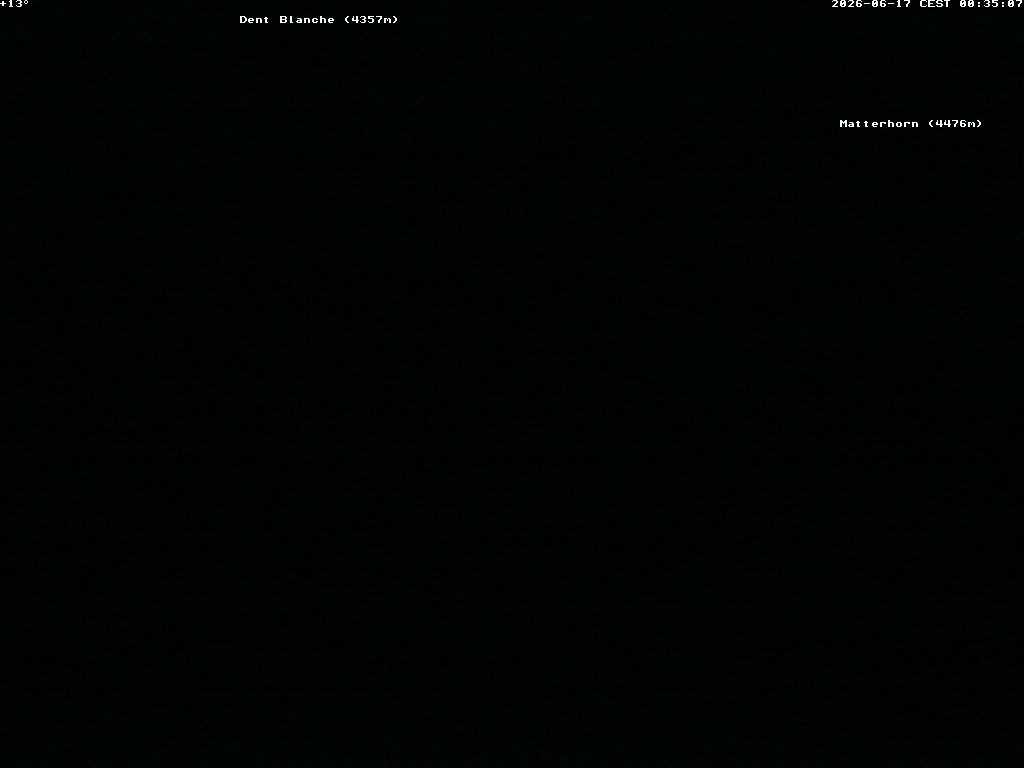 Archiv Foto Webcam Thyon: Les Masses - Blick Richtung Dent Blanche und Matterhorn