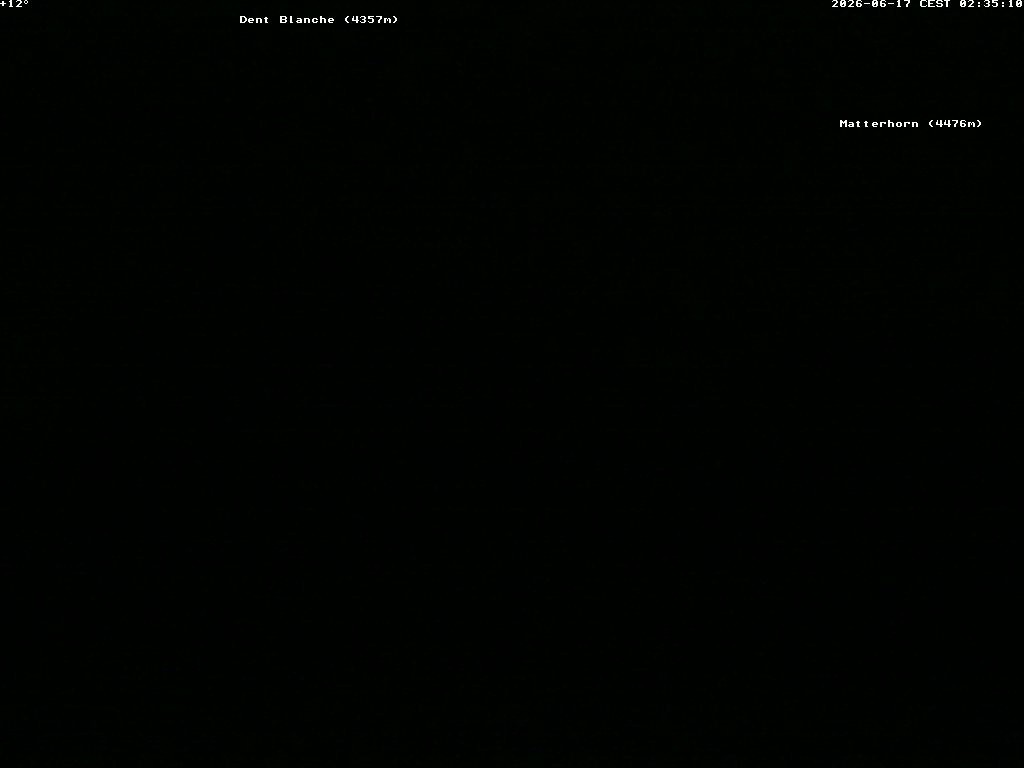 Archiv Foto Webcam Thyon: Les Masses - Blick Richtung Dent Blanche und Matterhorn