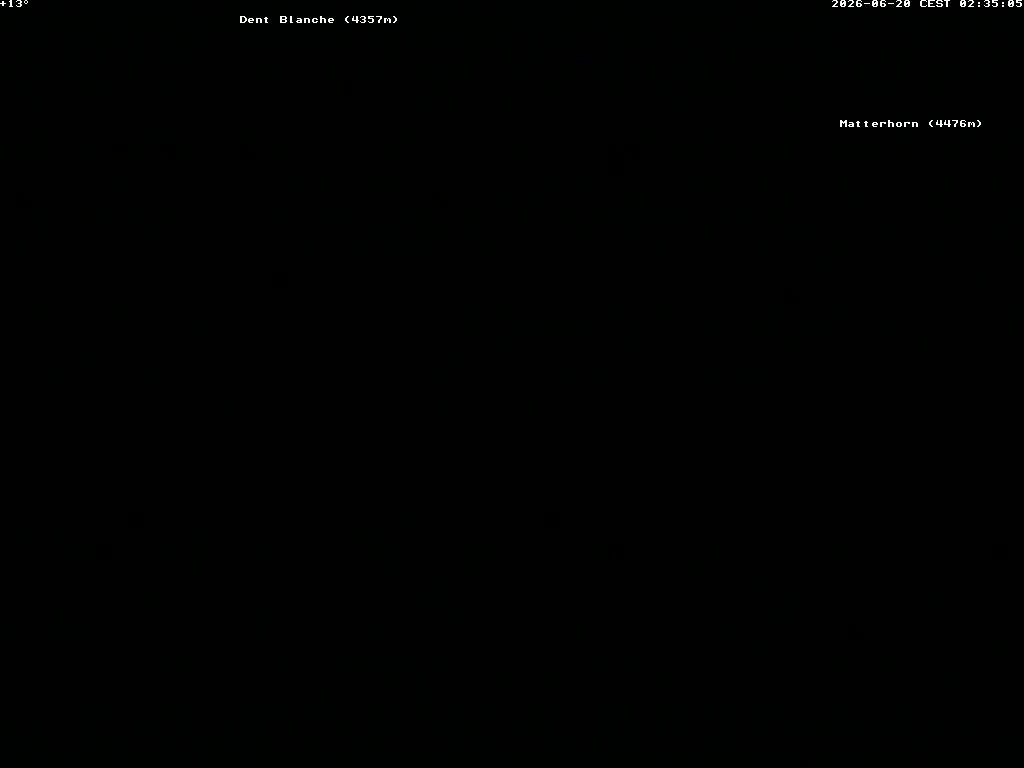 Archiv Foto Webcam Thyon: Les Masses - Blick Richtung Dent Blanche und Matterhorn