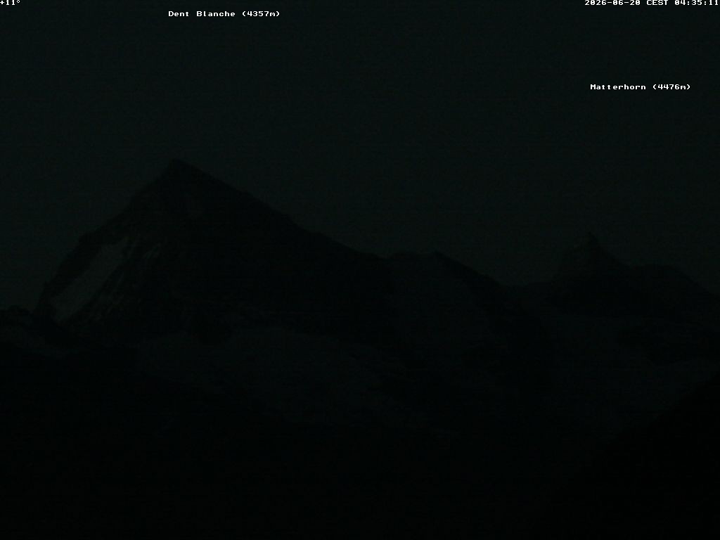 Archiv Foto Webcam Thyon: Les Masses - Blick Richtung Dent Blanche und Matterhorn