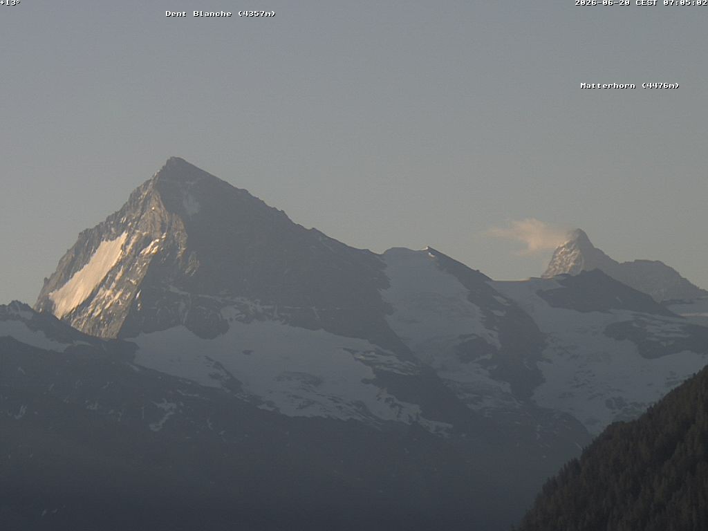 Archiv Foto Webcam Thyon: Les Masses - Blick Richtung Dent Blanche und Matterhorn