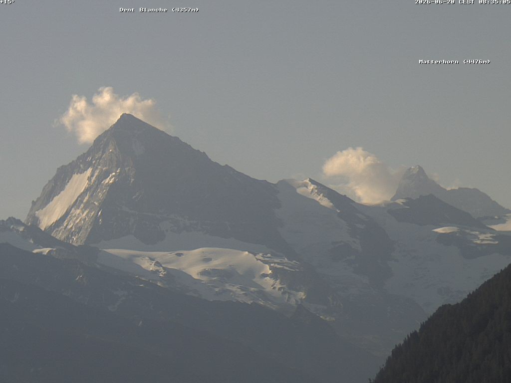 Archiv Foto Webcam Thyon: Les Masses - Blick Richtung Dent Blanche und Matterhorn