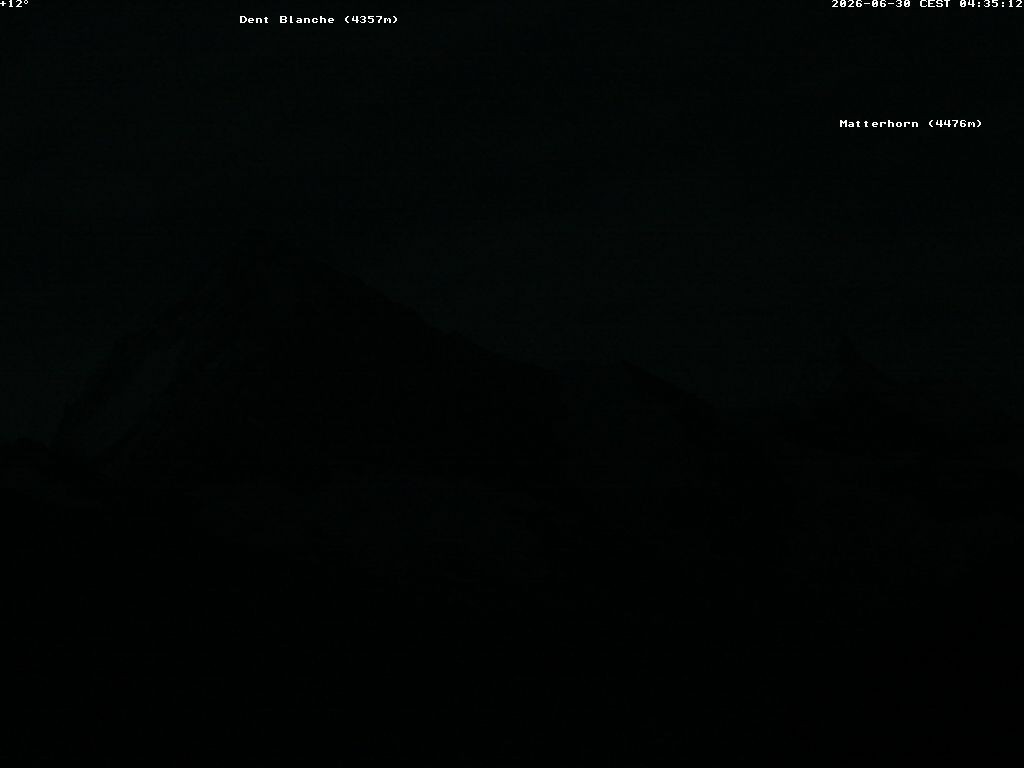 Archived image Webcam Thyon: Les Masses - View of Dent Blanche and Matterhorn