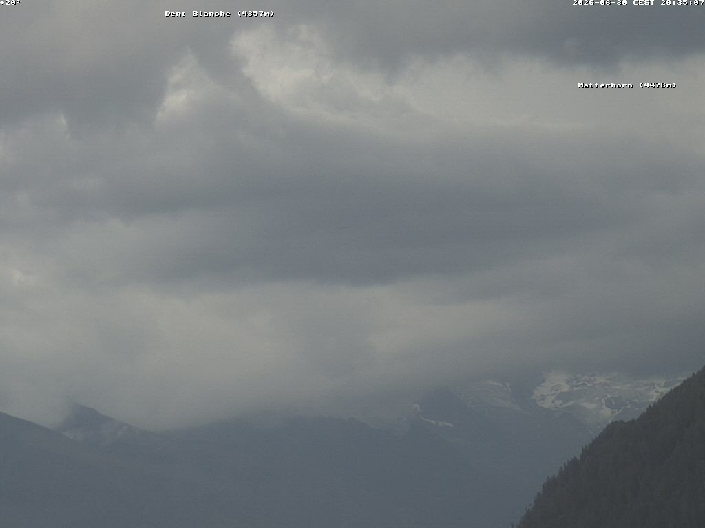 Archived image Webcam Thyon: Les Masses - View of Dent Blanche and Matterhorn