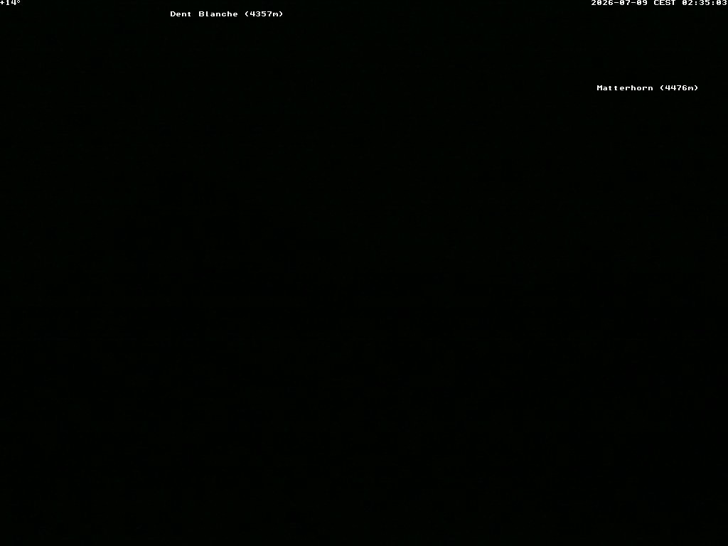 Archiv Foto Webcam Thyon: Les Masses - Blick Richtung Dent Blanche und Matterhorn
