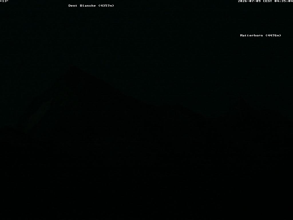 Archiv Foto Webcam Thyon: Les Masses - Blick Richtung Dent Blanche und Matterhorn