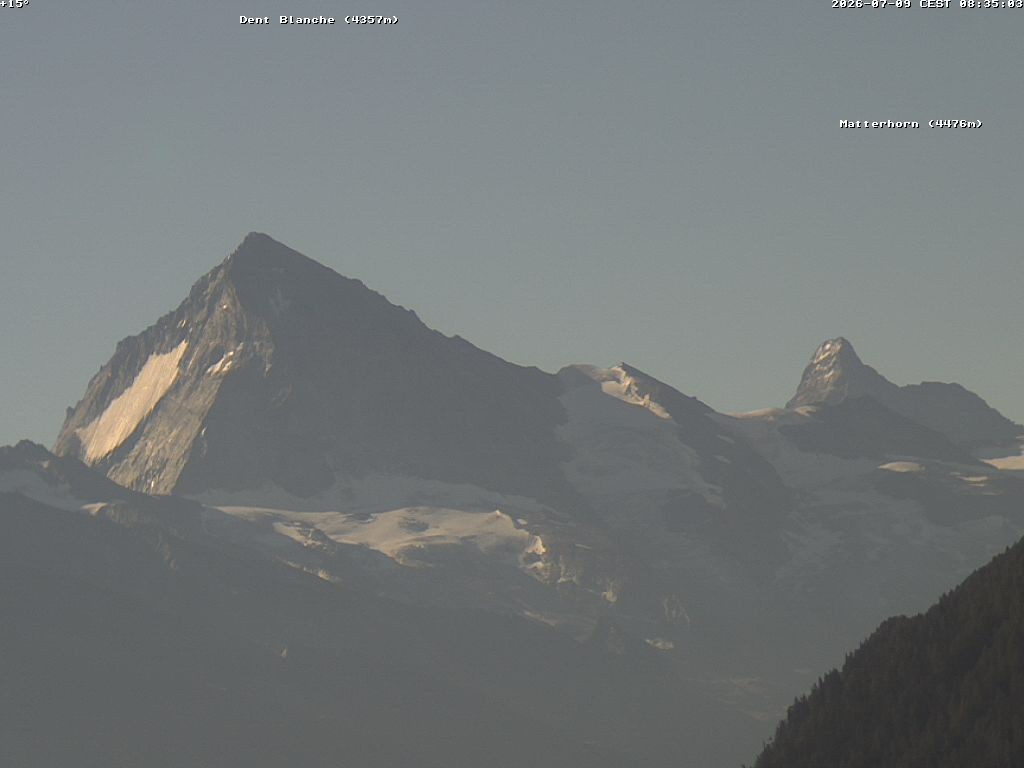 Archiv Foto Webcam Thyon: Les Masses - Blick Richtung Dent Blanche und Matterhorn