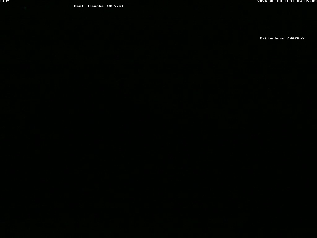 Archiv Foto Webcam Thyon: Les Masses - Blick Richtung Dent Blanche und Matterhorn