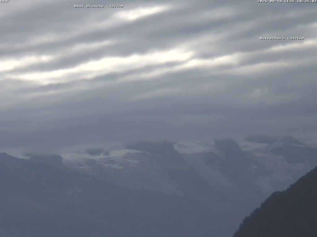 Archiv Foto Webcam Thyon: Les Masses - Blick Richtung Dent Blanche und Matterhorn