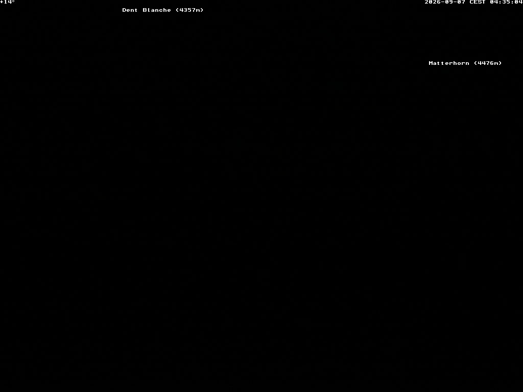 Archiv Foto Webcam Thyon: Les Masses - Blick Richtung Dent Blanche und Matterhorn