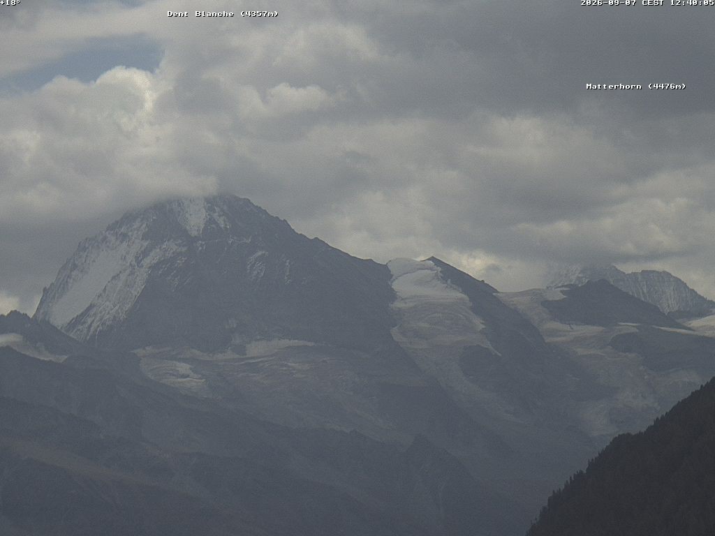 Archiv Foto Webcam Thyon: Les Masses - Blick Richtung Dent Blanche und Matterhorn