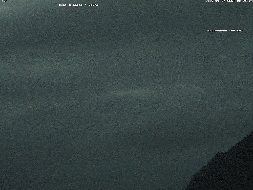 Archiv Foto Webcam Thyon: Les Masses - Blick Richtung Dent Blanche und Matterhorn