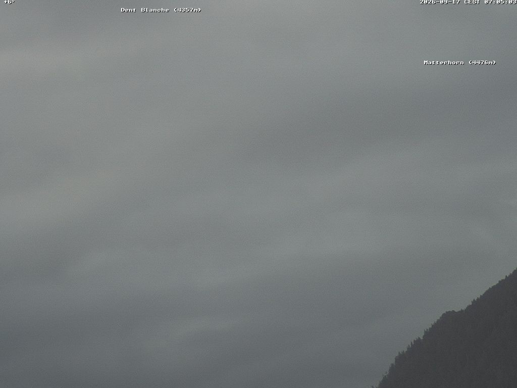 Archiv Foto Webcam Thyon: Les Masses - Blick Richtung Dent Blanche und Matterhorn
