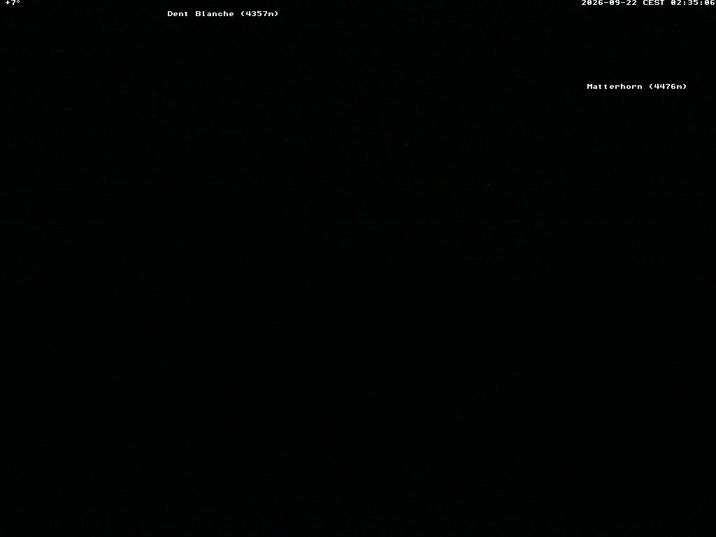 Archiv Foto Webcam Thyon: Les Masses - Blick Richtung Dent Blanche und Matterhorn