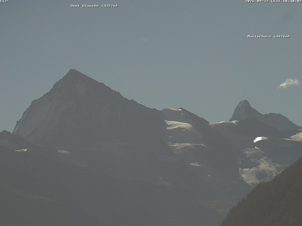 Archiv Foto Webcam Thyon: Les Masses - Blick Richtung Dent Blanche und Matterhorn