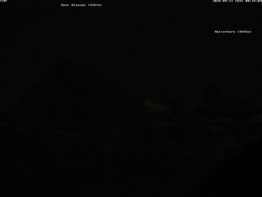 Archiv Foto Webcam Thyon: Les Masses - Blick Richtung Dent Blanche und Matterhorn